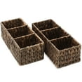 thumbnail image 3 of Casafield Set of 2 Water Hyacinth Storage Baskets with 3 Sections, Espresso - Woven Bin Organizers for Bathroom, Laundry, Pantry, Office, Shelves, 3 of 7