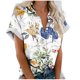 thumbnail image 2 of Fiudx Tops para Mujer Blusas de Manga Corta Estampadas con Flores y Plantas Cómodas Informales Regulares para Mujer a La Moda, 2 of 5