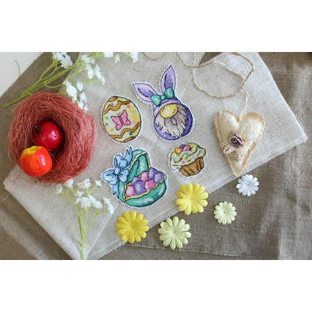 UPC: 4627167303360 | Gnome and Cradle. Magnets SR-585 Plastic Canvas Counted Cross Stitch Kit