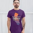 thumbnail image 3 of Tee Hunt The Great California Exodus T-Shirt Leaving California Men's Tee, Purple, 4X-Large, 3 of 5