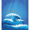 thumbnail image 3 of Marine Duvet Cover Set, Underwater with Group of Fish and Wave in the Ocean Coral Reef Illustration, Decorative 2 Piece Bedding Set with 1 Pillow Shams, Twin Size, Violet Blue Orange, by Ambesonne, 3 of 3