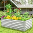thumbnail image 2 of Funcid 6x3x2ft Galvanized Metal Raised Garden Bed for Vegetables, Outdoor Deep Root Raised Planter Box with Metal Stake to Fix, Backyard Patio Planter Raised Beds for Flowers, Herbs, Fruits(2Pack), 2 of 11