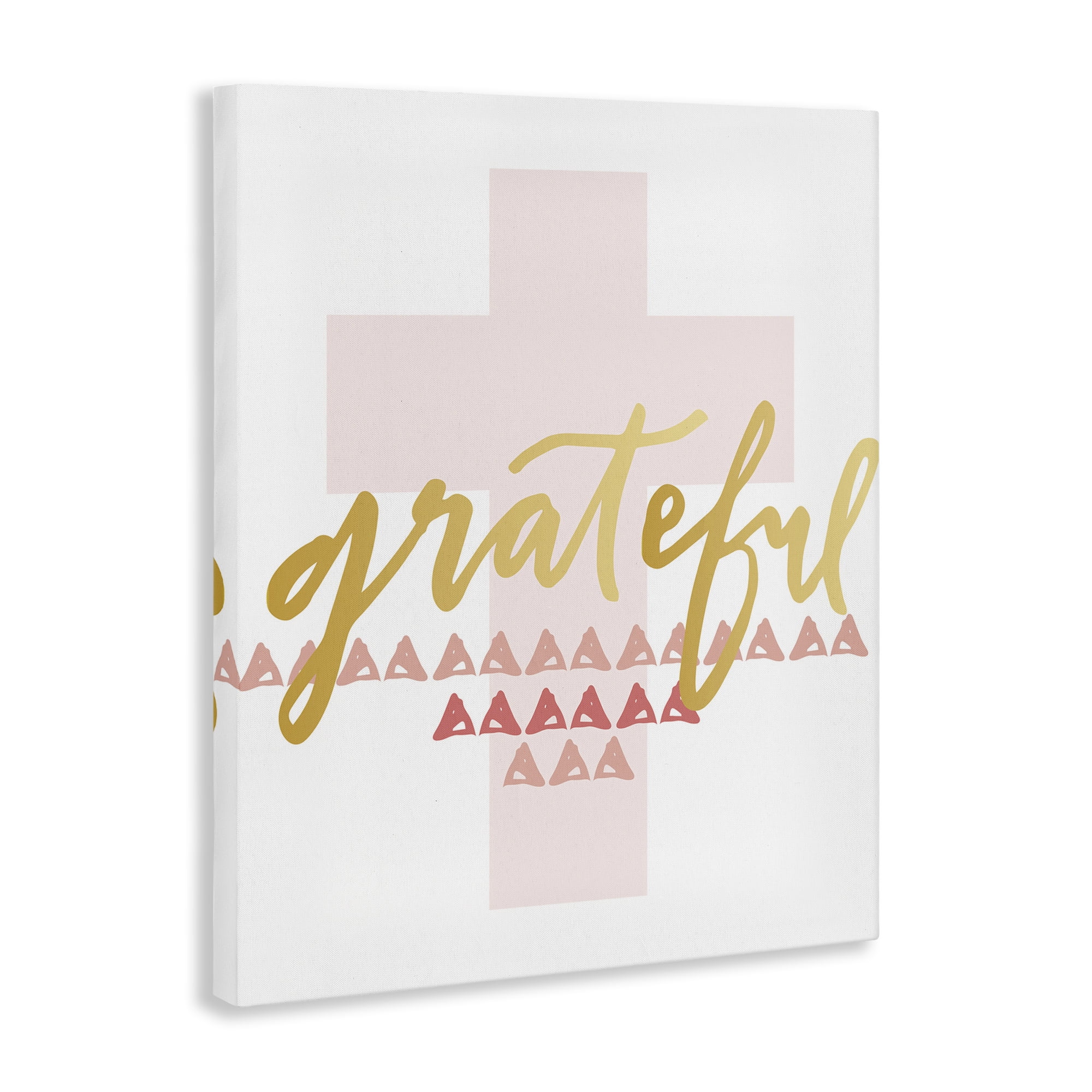 Stupell Industries Grateful over Cross Religious Painting Gallery Wrapped Canvas Art Print Wall Art, 30 x 40
