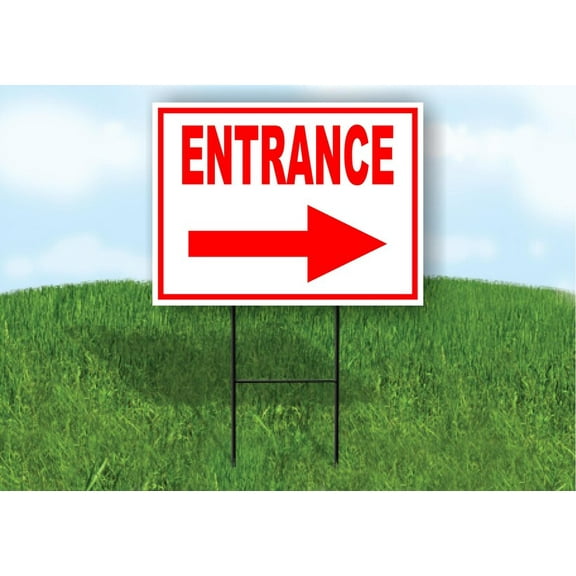Entrance Right Arrow Red Single Sided Yard Sign Road Sign (Excluding Stand) SIZE: 8" x 12"