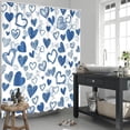 thumbnail image 4 of Valentines Love Hearts Shower Curtain 72" x 72" Blue Sweet Hearts Home Bathroom Decorations Romantic Love Bathtub Curtain Set with 12 Hooks (Blue), 4 of 5