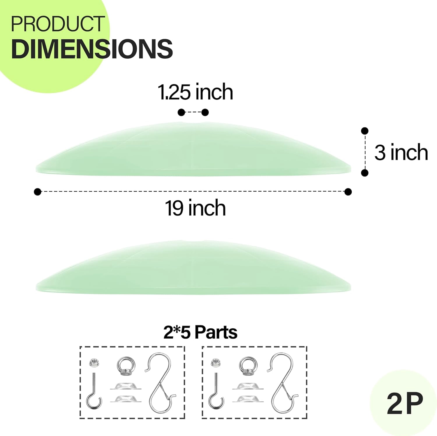 19.25-Inch Extra Large Squirrel Baffle,Hummingbird Feeder Shade Dome Cover, Bird Feeder Rain Guard, Hanging Squirrel Proof for Shepherd's Hook Outdoors(Grass Green) 2 Pack