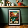 thumbnail image 6 of Zion National Park Poster: A Vintage Canyon Scene - Utah Illustration Travel Poster Vintage Poster Landscape Desert Nature Scenic Autumn Black Framed Wall Art Print 5 x 7 inches, 6 of 8