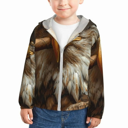 

Lukts Funny Bald Eagle Print Children s Long-Sleeved Sun Protection Clothing Hooded Sweatshirts for Boys and Girls Outdoor Sports-5 Years
