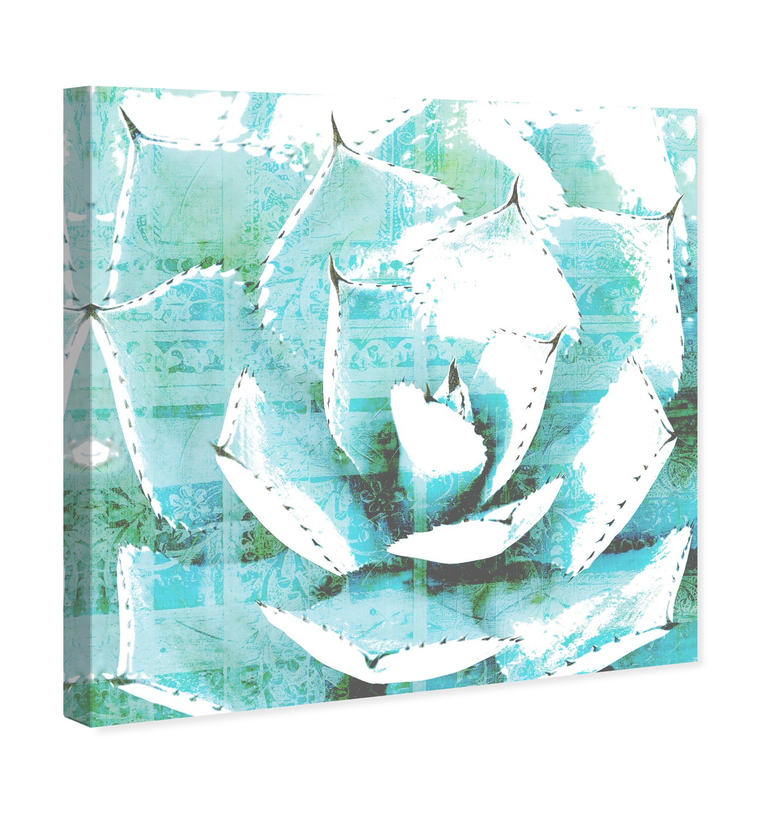 Wynwood Studio Floral and Botanical Country Rustic Canvas Art - Turquoise Flowers, Wall Art for Living Room, Bedroom, and Bathroom, 30 in x 30, Green and White Home Decor