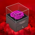 thumbnail image 3 of Preserved Flower Rose Gift Box + Necklace (Preserved Flower Purple Gift Box + Silver 30% Rose Gold Necklace),Valentine'S Day Mother'S Day Handmade Rose Box Jewelry Box, 3 of 9