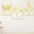 thumbnail image 4 of 3PCS Gold Metal Frame Leaves Hanging Wall Art Decoration w/ 9 Non-marking Nails, 4 of 12