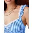 thumbnail image 2 of Women Gingham Lace Trim Square Neck Crop Tank Tops Plaid Y2K Sleeveless Slim Fitted Camis Shirts Blue L, 2 of 8