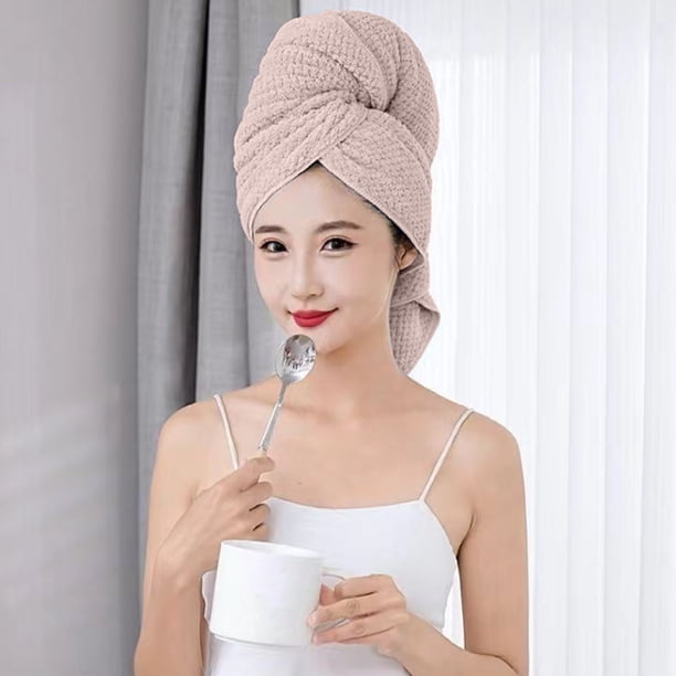 Toalla de secado de cabello de microfibra para cabello largo | Envoltura de cabello adulto súper absorbente | Secado rápido, suave, ligero, seguro con botones | Para el hogar, gimnasio, viajes