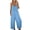 Blue, variant on WREESH Womens Baggy Overalls Fashion Solid Pockets Loose Long Pants Casual Summer Jumpsuit Pink