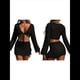 thumbnail image 3 of Traje de Baño de Crochet para Mujer, 2 Piezas, Larga, Top Corto con Lazo Frontal, Minifalda Negro L, 3 of 7