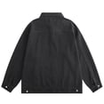 thumbnail image 4 of Zynoxe Mens Plus Size Denim Jackets Trendy Washed Lapel Button Down Workwear Jacket with Multi Pockets Fall Vintage Loose Fit Casual Jackets Black XL, 4 of 4