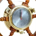 thumbnail image 4 of Nagina International 24" Premium Porthole Clock Ship Wheel with Solid Teak Finish - Captain Maritime Beach Home Decor Gift, 4 of 5