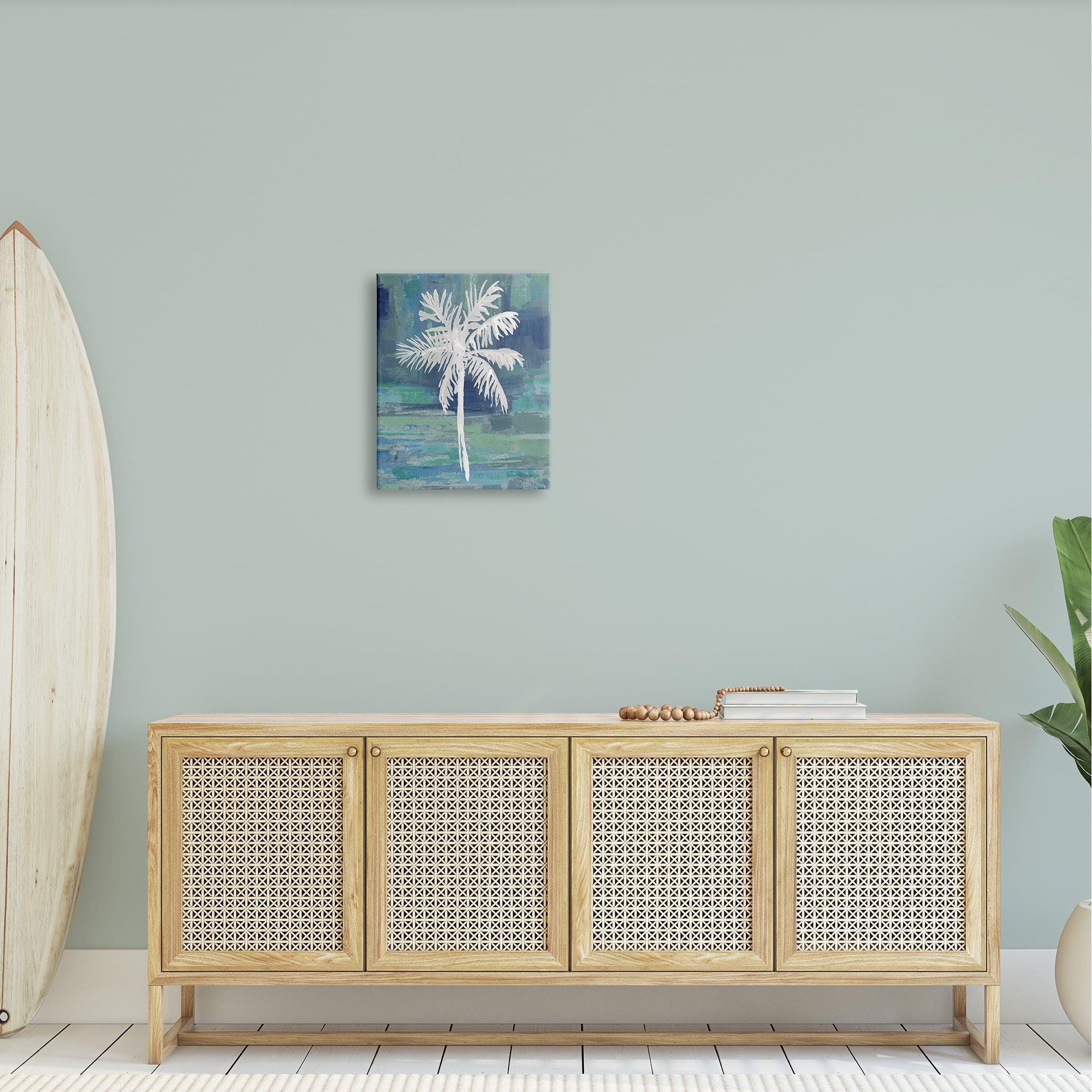 Stupell Industries White Palm Tree Leaves Abstract Green Background Canvas Wall Art, 16 x 20, Design by Kristen Dew