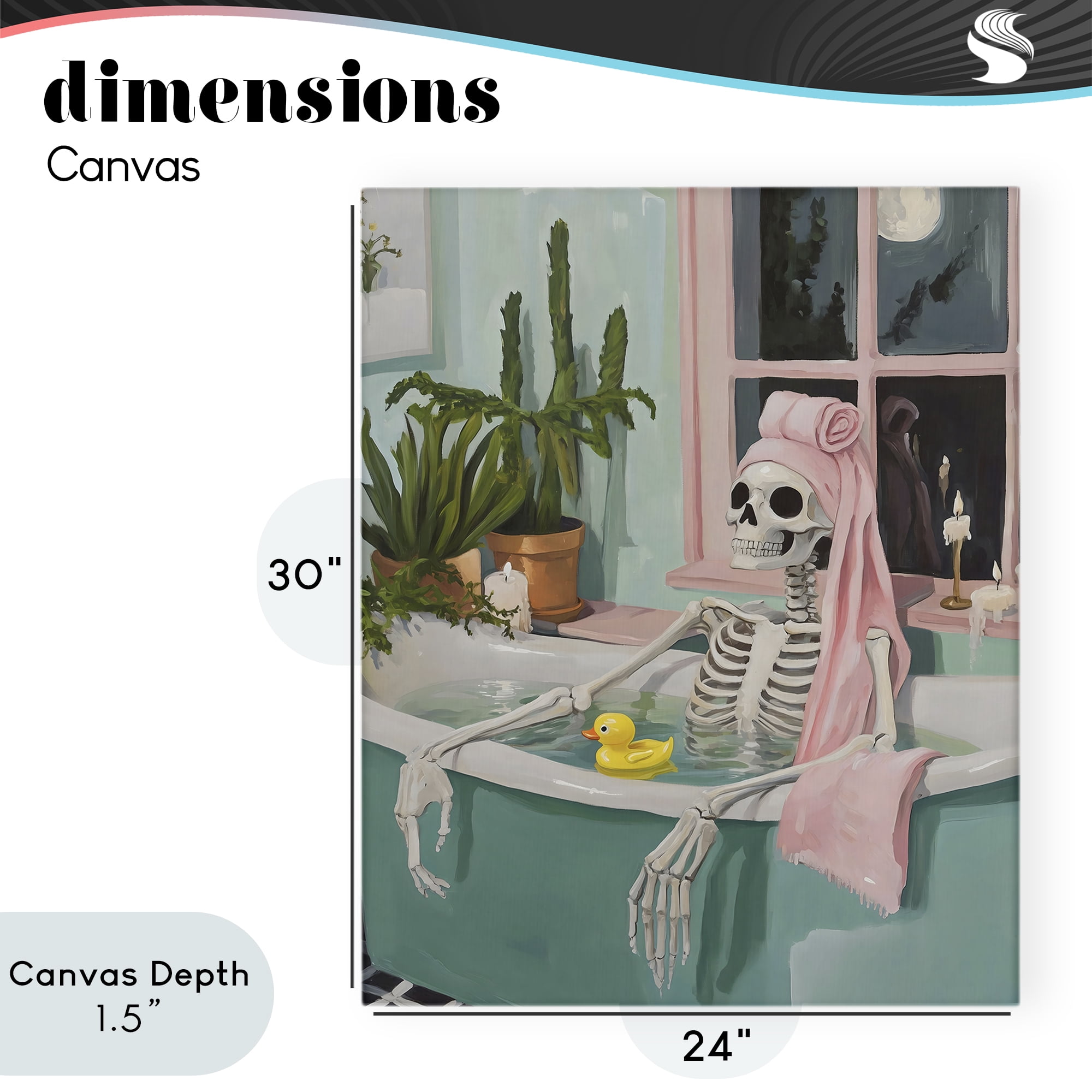 Stupell Industries Midnight Soak Skeleton Canvas Wall Art, design by The Prints Vibe
