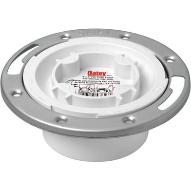 Oatey 43613 Fast Set White PVC Easy Tap Closet Flange with Stainless Steel Ring, 3-Inch or 4-Inch