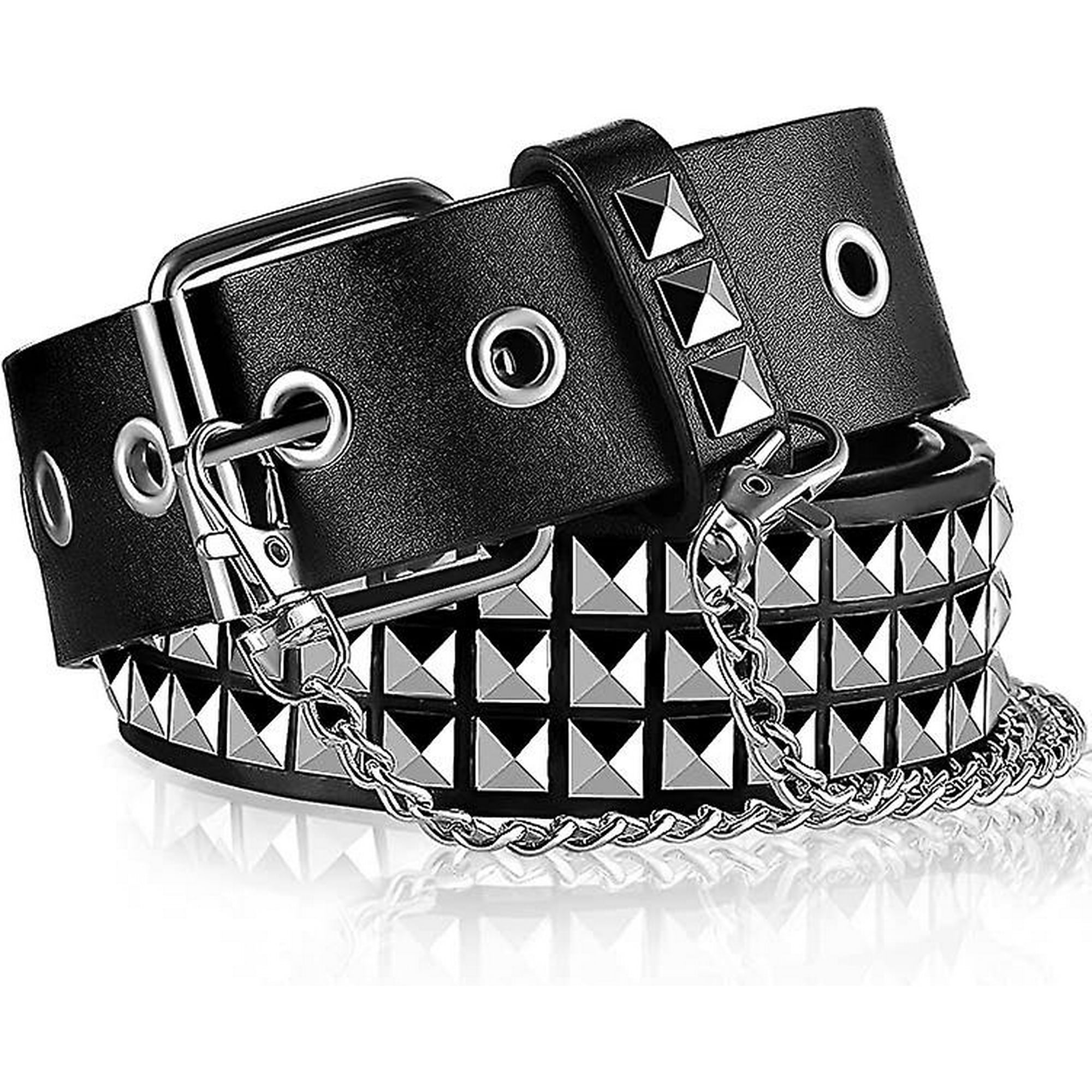 Ceinture Punk Ceinture Cloutee en Cuir pour Femmes Fils Goth Pyramide Ceinture Perles Carrees Ceinture Walmart