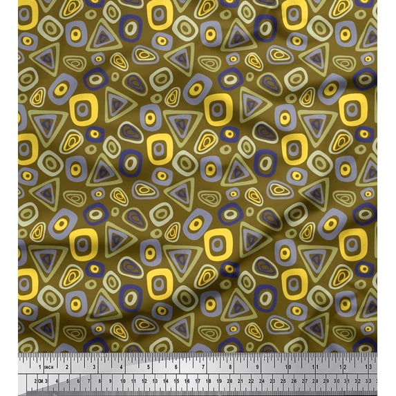 Soimoi Poly Georgette Fabric Geometric Small Printed Fabric 1 Yard 52 Inch Wide