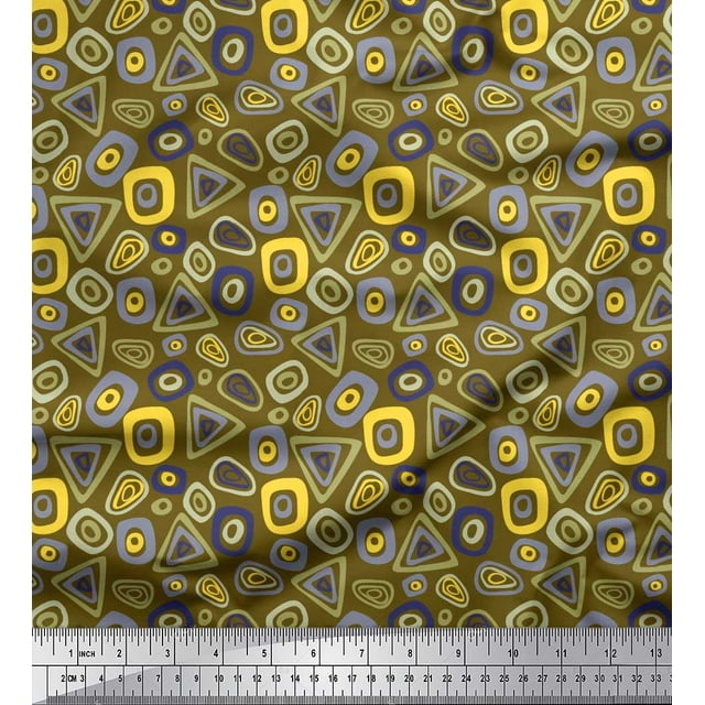 Soimoi Rayon Crepe Fabric Geometric Small Print Sewing Fabric Yard 46 Inch Wide