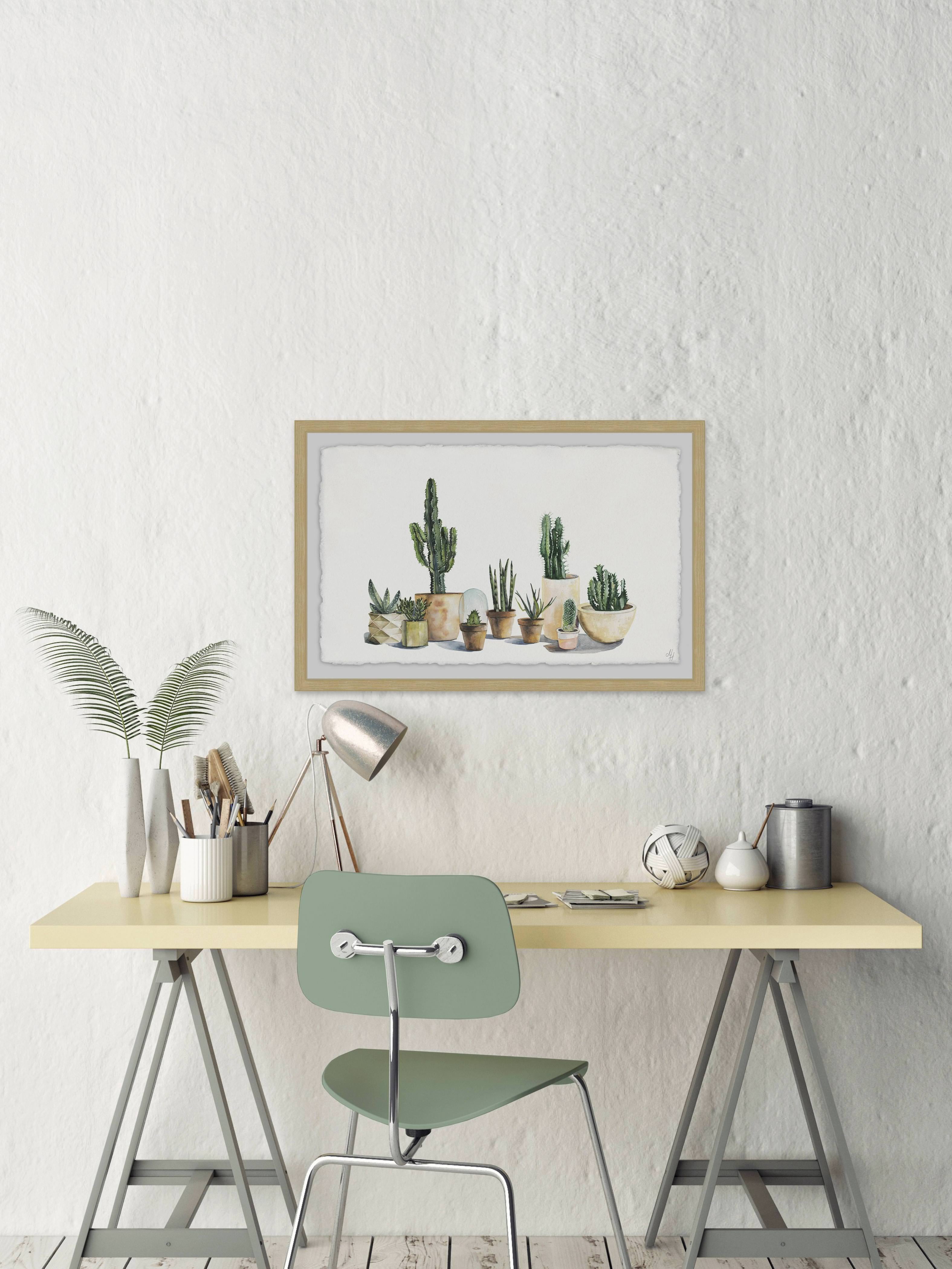 Cacti Forest Framed Painting Art Print, 12.00" x 1.50"