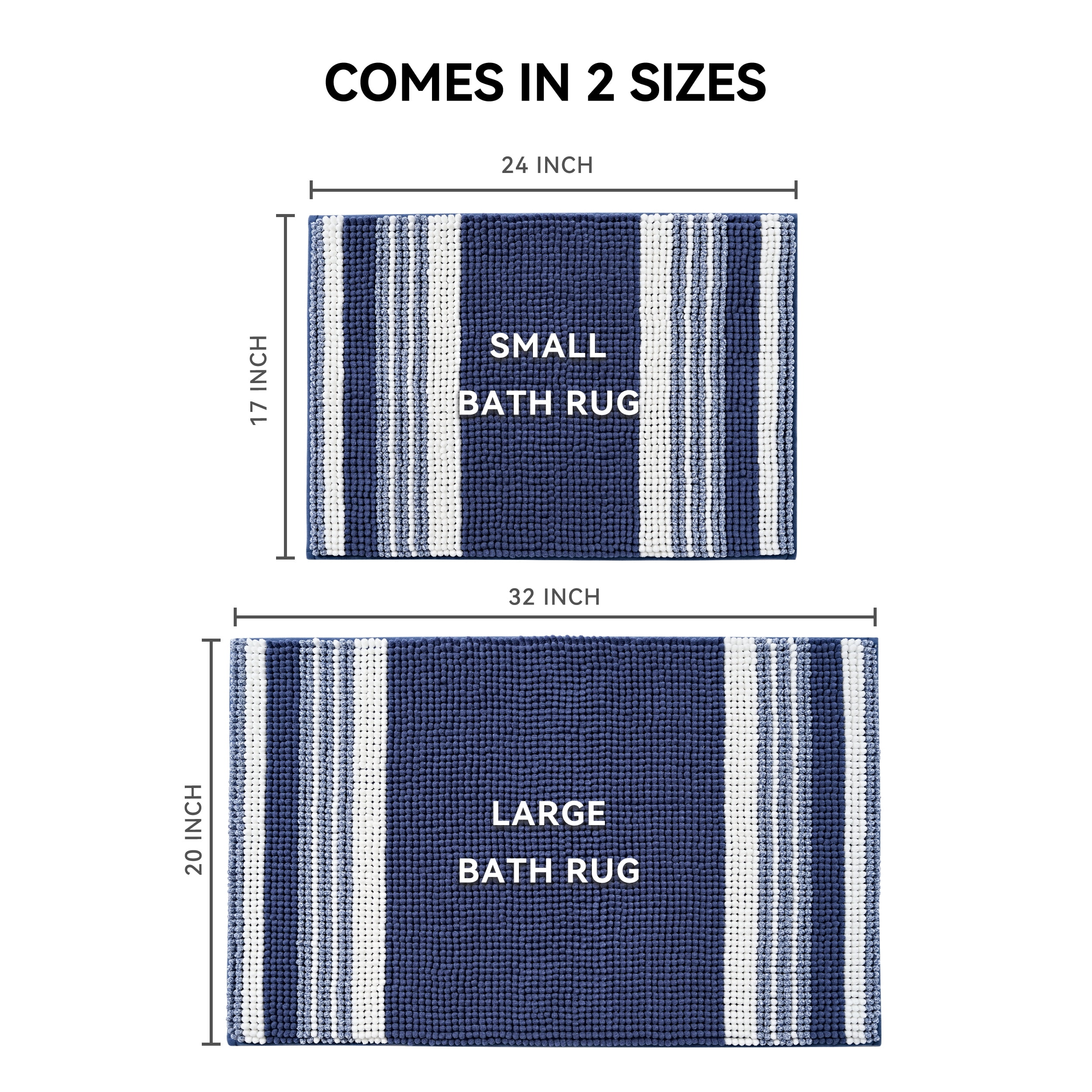 Mainstays Performance Foam Noodle Bath Rugs, 20"x32" Navy