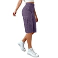 thumbnail image 5 of Only Moment Women's Sweat Shorts with Pockets cool silk cotton 2026 Summer Casual Lounge Sleep Plaid Shorts Y2K Beach Bottoms Dark Purple,L, 5 of 9