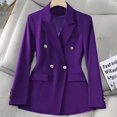 thumbnail image 1 of Leodye Blazer à Manches Longues pour Femmes, Confortable et à la Mode, Veste Décontractée avec Poches, Violet P(S), 1 of 5