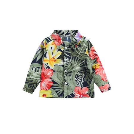 

Seyurigaoka Baby Long-sleeved Shirt with Flower Pattern Print Bohemian Style