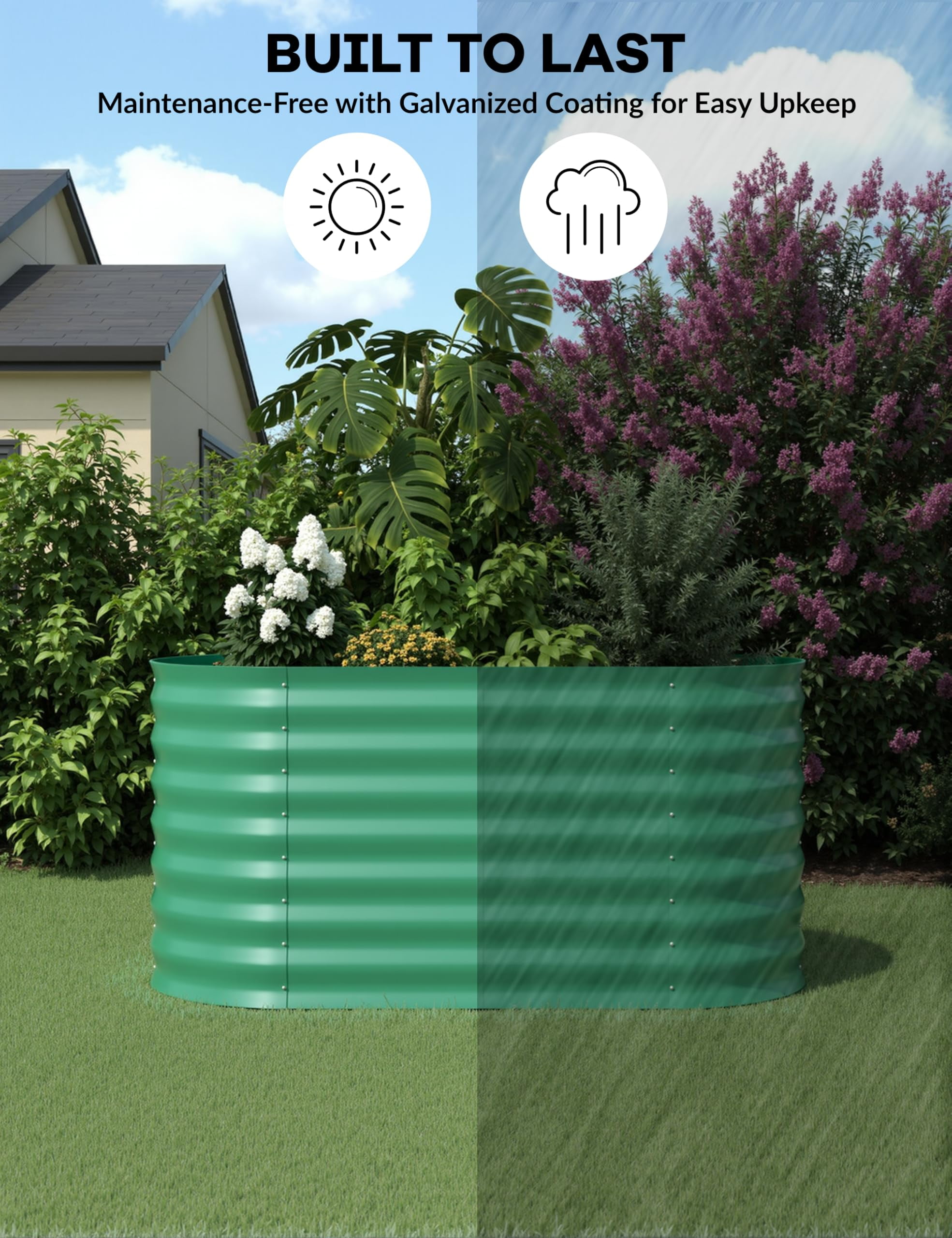 2-Pack Galvanized Steel Raised Garden Bed – Outdoor Planter Box with Support Rods, Rust-Resistant Metal, Easy Assembly, for Vegetables, Herbs, Flowers