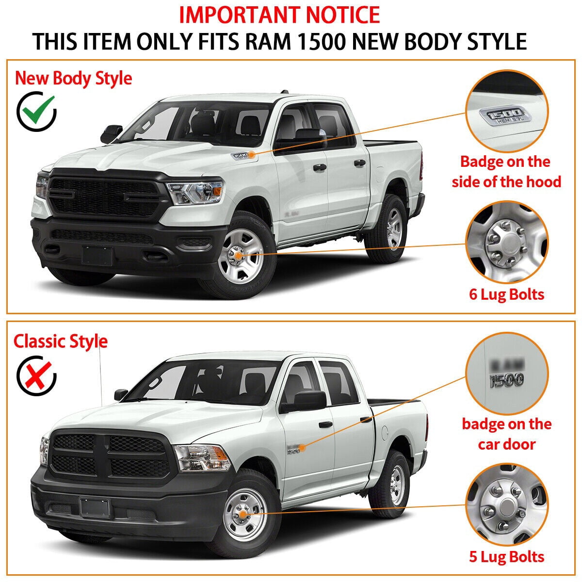 RVNI Running Board for 2019-2025 Dodge Ram 1500 Crew Cab New Body Style 6" Running Boards Nerf Bars Side Steps Black Textured