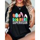 thumbnail image 1 of Camiseta De Mujer Camiseta De Verano Para Mujer Para Viajes En La Calle TrabajoWomen's "Easter Egg Hunt Supervisor" T-Shirt - Casual Black Tee with Colorful Bunny & Egg Graphics, Camisetas de verano, 1 of 7