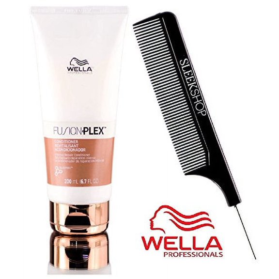 Wella FUSION PLEX Intense Repair Conditioner (with Sleek Steel Pin Tail Comb) - 6.7 oz / 200 ml
