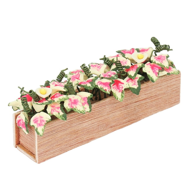 Dollhouse Rectangle Planter Box, Mini Dollhouse Rectangle Flower Pot Wooden Box 1:12 Colorful For Dollhouse Accessories