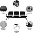 thumbnail image 5 of Kinbor 3-Seat Waiting Room Bench Set - PU Leather Office Chair Guest Reception Waiting Room Chair for Airport, Hospital, Bank, Salon, Barbershop, Black(Set of 3), 5 of 9