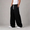 thumbnail image 5 of Dwellite Baggy Sweatpants Men Wide Leg Barrel Sweat Pants Loose Fit Drawstring Waist Fall Winter Casual Lounge Pant with Pockets Black XL, 5 of 5