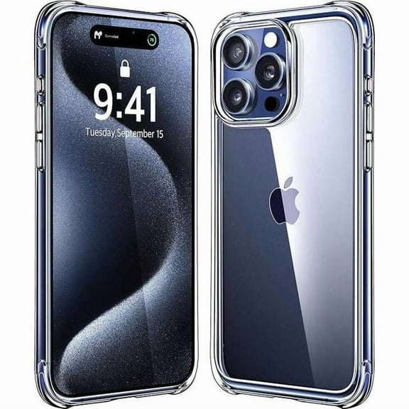 Entronix Clear Case for iPhone 16 Pro, Shockproof Slim Fit Transparent Hard Cover