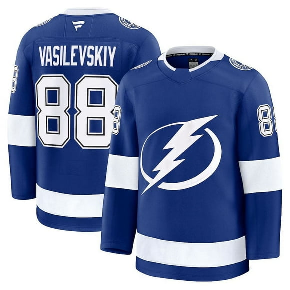 Men's Hockey Jersey Tampa Bay Lightning Vasilevskiy 88# Adult Sport Player Jersey-Blue 88#- 2XL -B