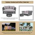 thumbnail image 5 of Churanty Outdoor Patio Daybed Sunbed with Cushions and Pillows, All Weather Double Chaise Lounger Loveseat with Clear Tempered Glass Table for Garden Backyard Poolside,Grey Cushion + Dark Grey Rope, 5 of 14