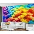 thumbnail image 3 of 3D Geometric Cube Murals, Colorful Cube Wall Mural For Living Room Bedroom, Modern Fashion Murals, Solid Geometry Wall Poster, Geometry Home Decor & Gift 55"W x 28"H (Not Peel and Stick), 3 of 6