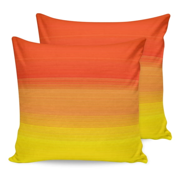 Pillow Covers 26x26 Set of 2, Red Yellow Ombre Throw Pillow Covers Decorative Couch Cushion Cover, Farmhouse Orange Gradient Striped Microfiber Soft Square Pillowcases for Bedroom Living Room Sofa