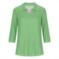 thumbnail image 5 of YUGYXL Womens Collared Tunics Shirts 3/4 Length Sleeve Tshirts Casual V Neck Lightweight Comfy Blouses Solid Color Tops A Green XL, 5 of 5