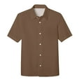 thumbnail image 4 of Boys Button Down Shirts Short Sleeve Brown Shirt Graduation Shirts Boys Collared Shirts Size 9-10 Years Boys Girls Fashion, 4 of 6