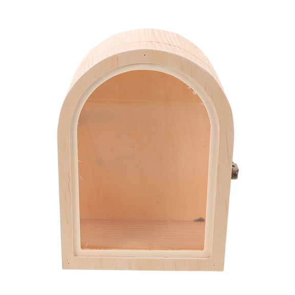 Amosfun Vertical Display Case with Wooden Arch Frame and Clear Acrylic Cover for Collectible Storage and Display