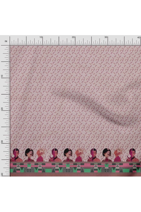 Polyester Crepe Fabric Human Figure Panel Fabric Prints by Yard 42 Inch Wide