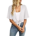 thumbnail image 2 of Lumtrix Womens Shrugs For Summer Cropped Cardigan Short Sleeve Open Front Sheer Shawl Cardigans Lightweight Chiffon Bolero White XL, 2 of 7