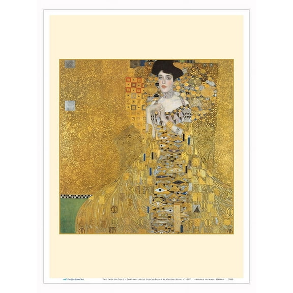 The Lady in Gold - Portrait of Adele Bloch-Bauer - From an Original Color Painting by Gustav Klimt c.1907 - Master Art Print (Unframed) 9in x 12in